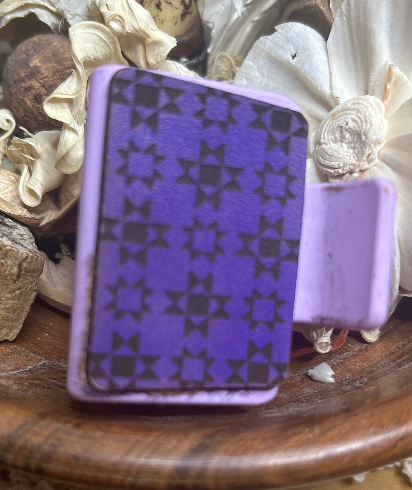 Purple Geometric Quilted-Style Leather Hair Claw Clip – Small 2"