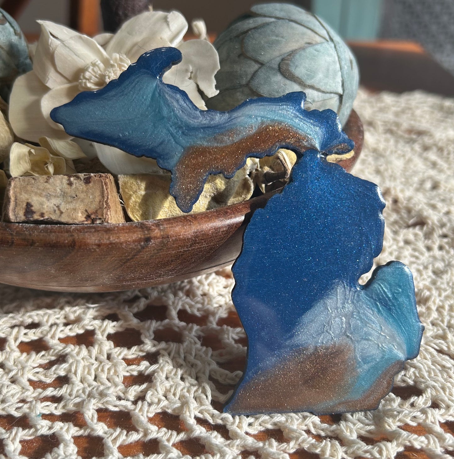 Michigan Resin Magnet – Sand, Water & Waves (3.5") - #73