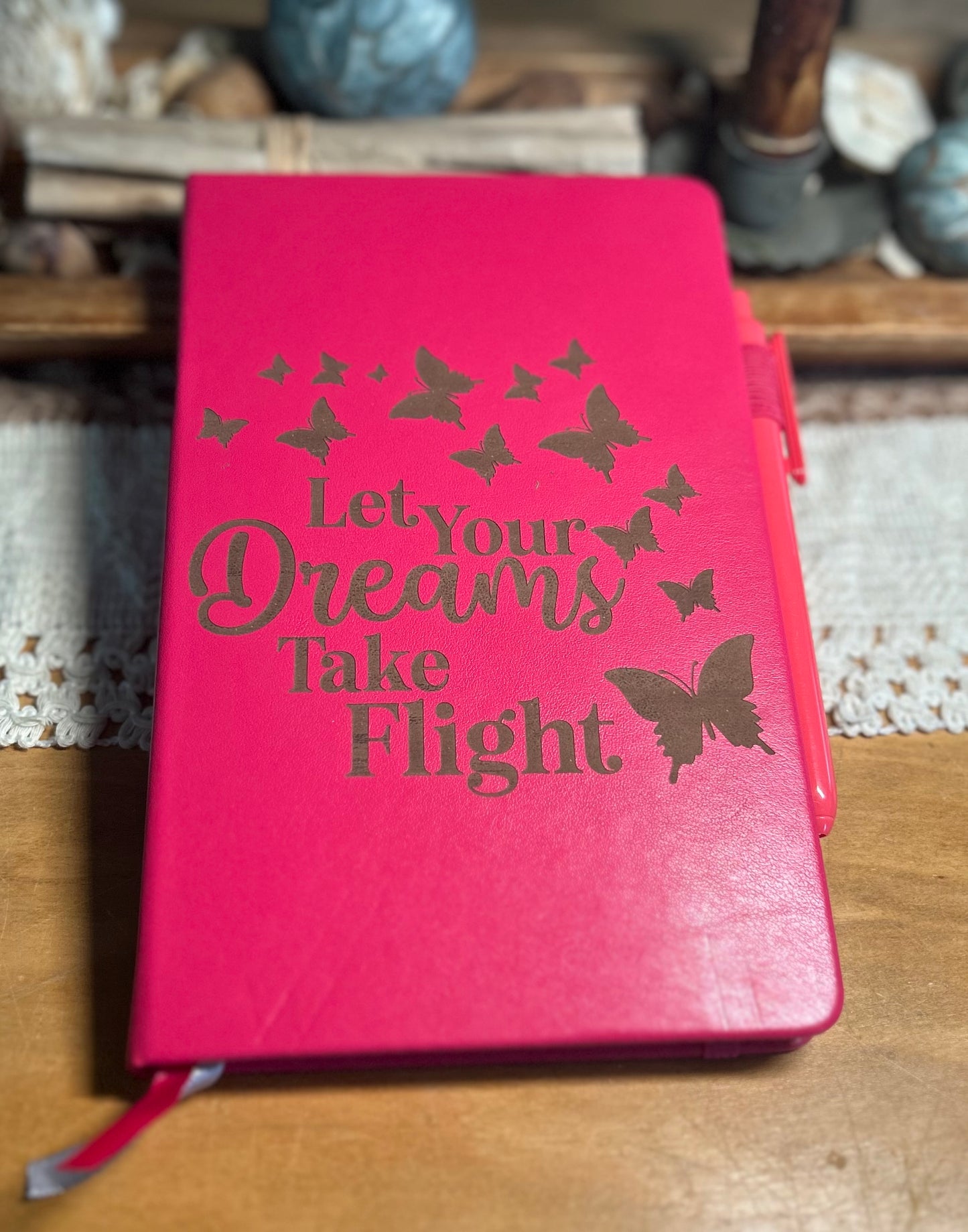Let Your Dreams Take Flight Butterfly Notebook Journal - Pink