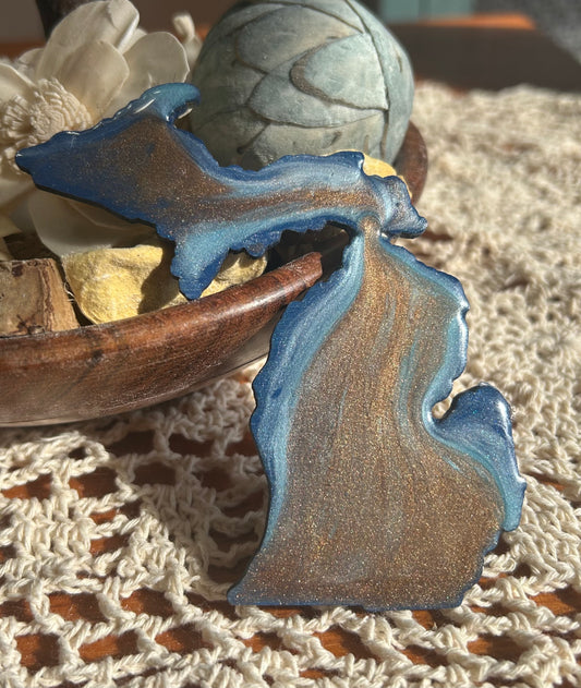 Michigan Resin Magnet – Sand, Water & Waves (3.5") - #71