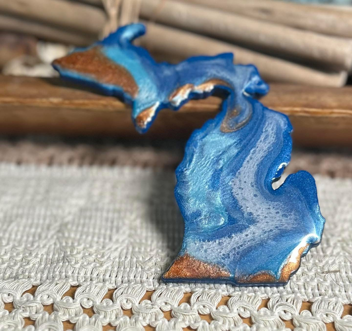 Michigan Resin Magnet – Sand, Water & Waves (3.5") - #11