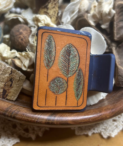 Leather Leaves Hair Claw Clip – Small 2"