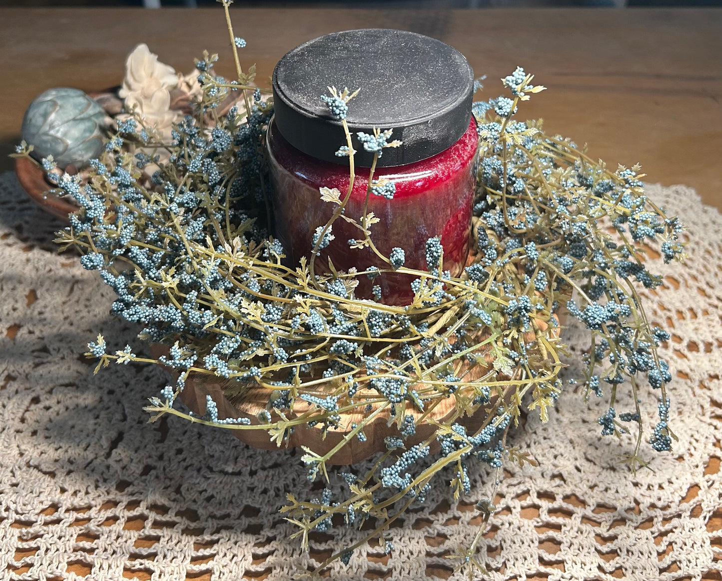 Small Gray Wildflower Candle Ring – 12”