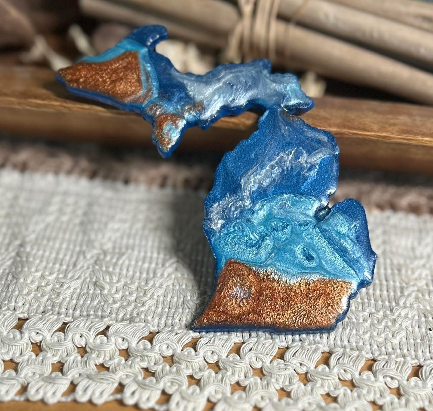 Michigan Resin Magnet – Sand, Water & Waves (3.5") - #20