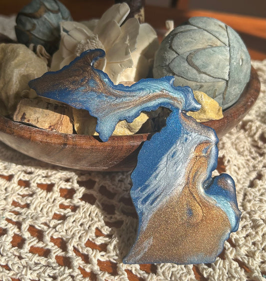Michigan Resin Magnet – Sand, Water & Waves (3.5") - #56