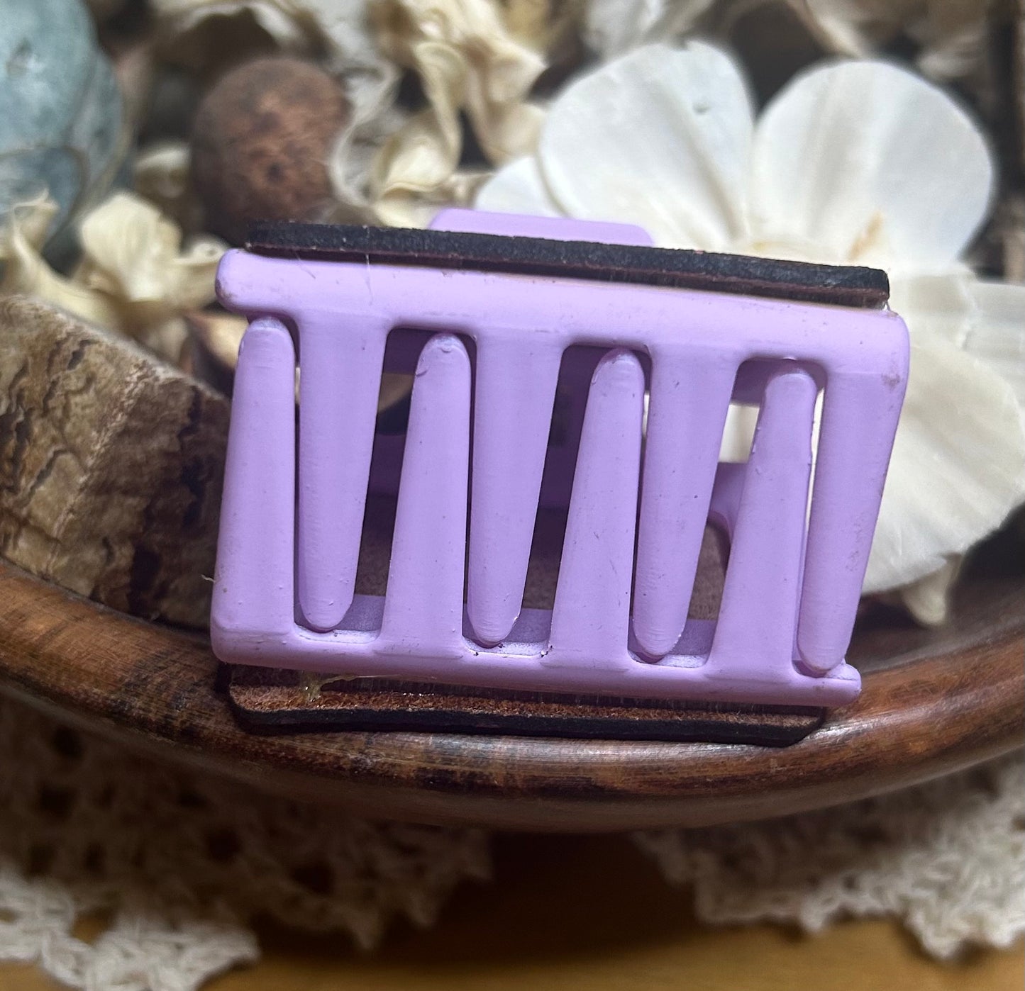 Purple & Pink Chevron Leather Hair Claw Clip – Small 2"