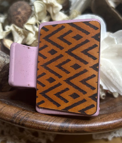 Geometric Pattern Leather Hair Claw Clip – Small 2"