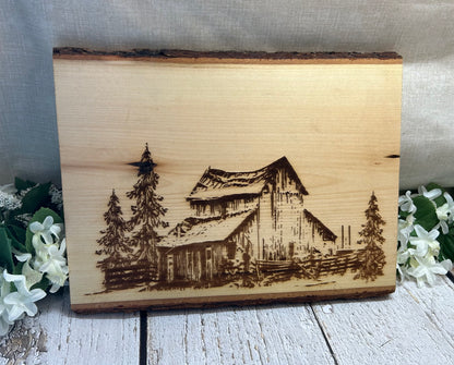 Raw Edge Barn Engraved Board