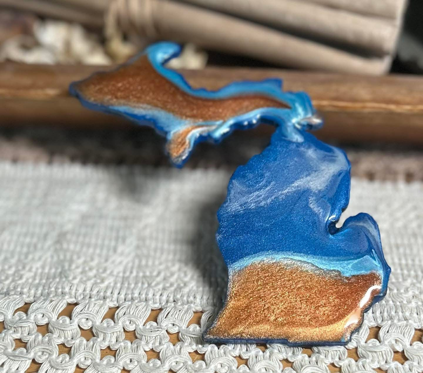 Michigan Resin Magnet – Sand, Water & Waves (3.5") - #17