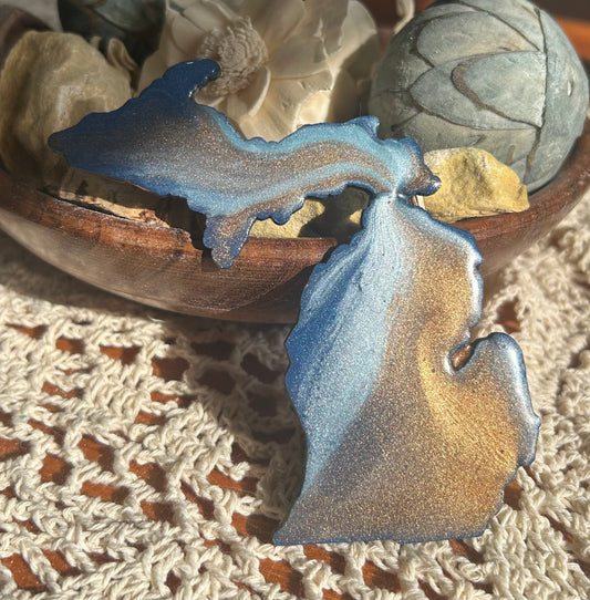 Michigan Resin Magnet – Sand, Water & Waves (3.5") - #59