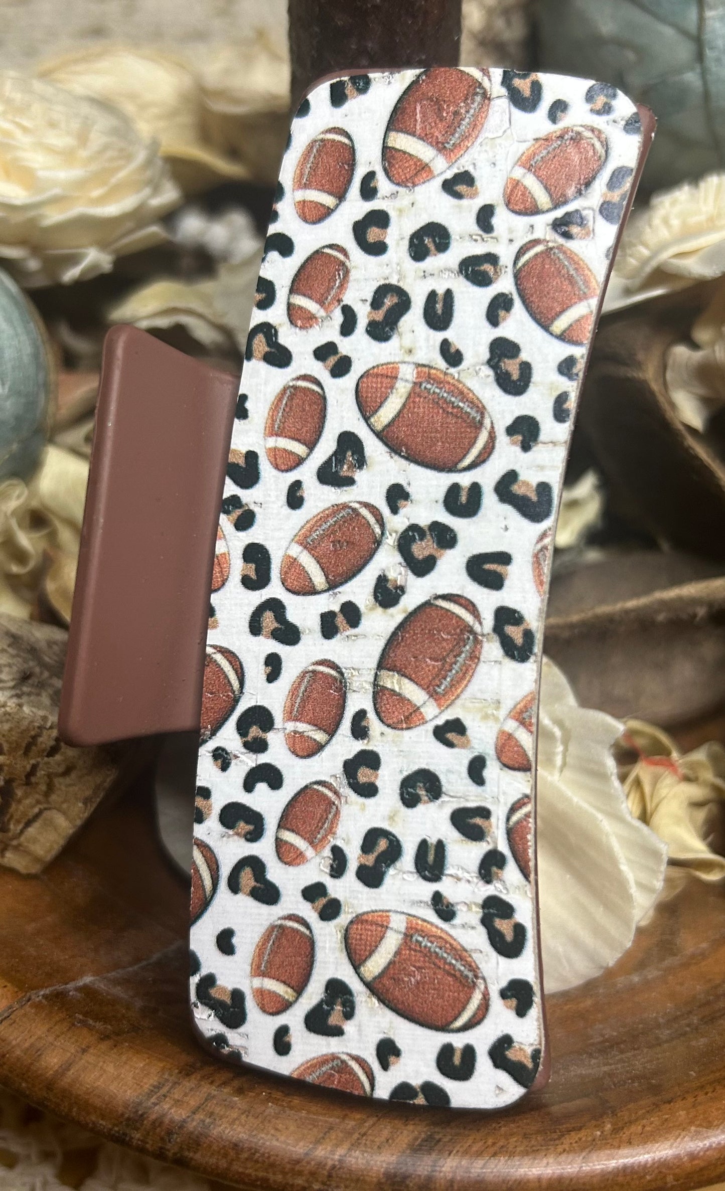 Animal Print Football Leather Hair Claw Clip – 4"
