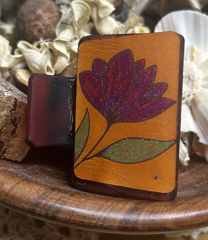 Floral Leather Hair Claw Clip – Small 2"