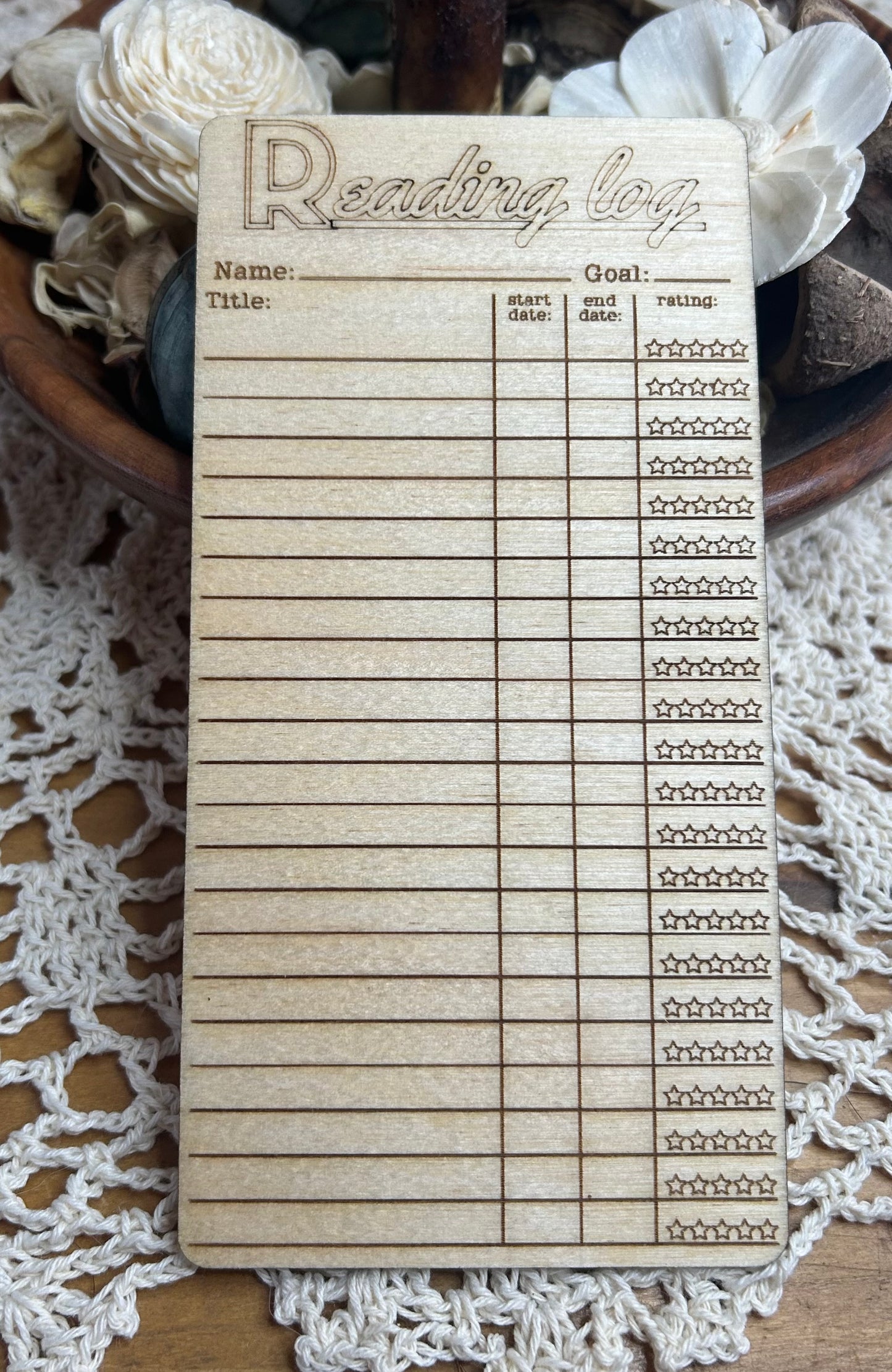 Reading Log - Engraved