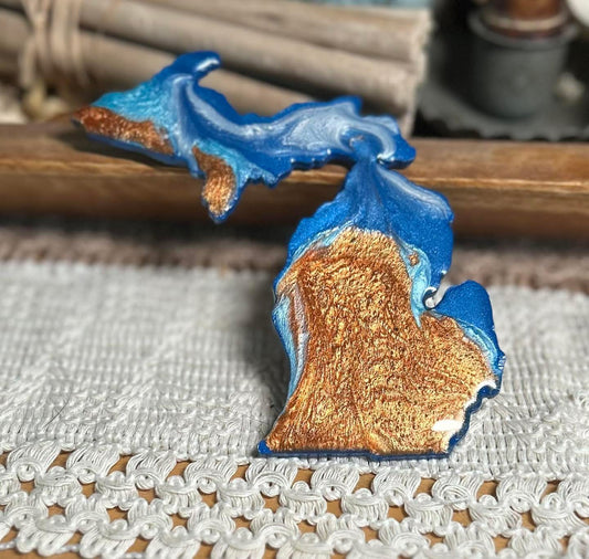 Michigan Resin Magnet – Sand, Water & Waves (3.5") - #7