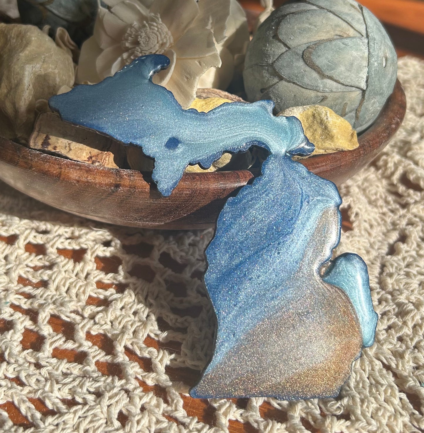 Michigan Resin Magnet – Sand, Water & Waves (3.5") - #60