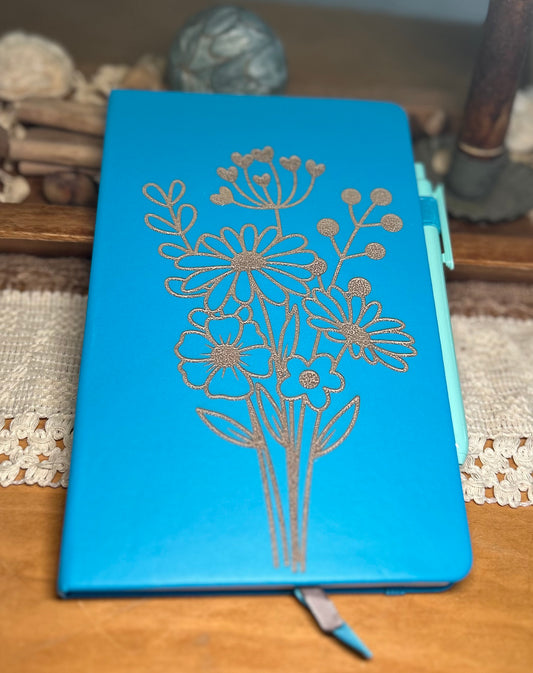 Flower Bouquet Notebook Journal - Blue