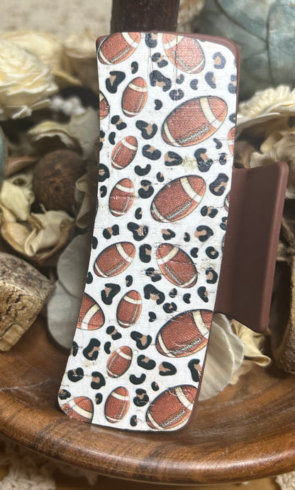 Animal Print Football Leather Hair Claw Clip – 4"