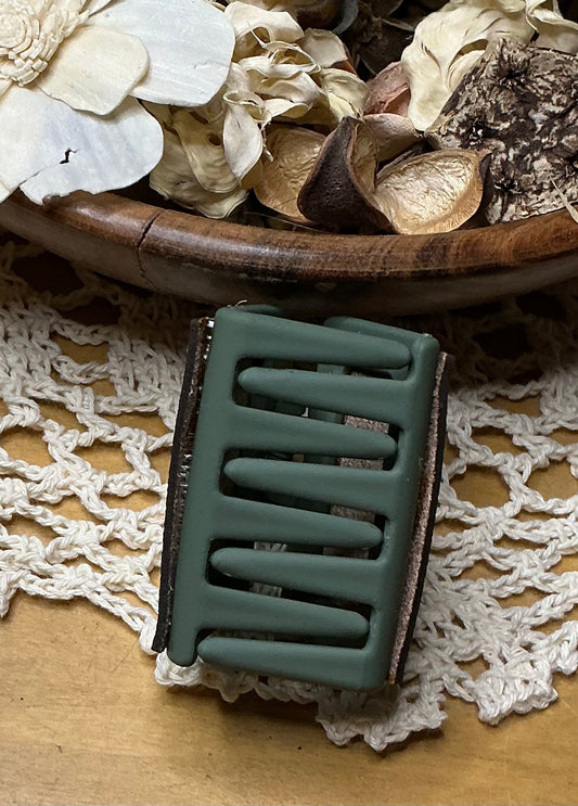 Sunflower and Bee Leather Hair Clip - Small 2"