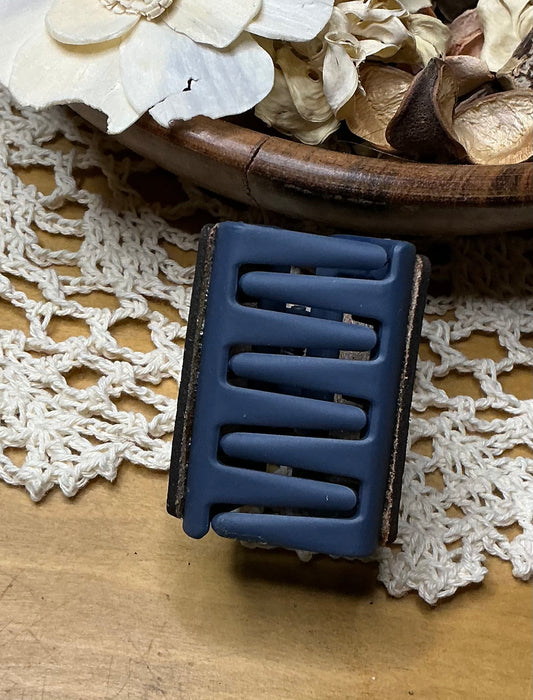 Aztec Engraved Leather Hand Painted Hair Clip - Small 2"