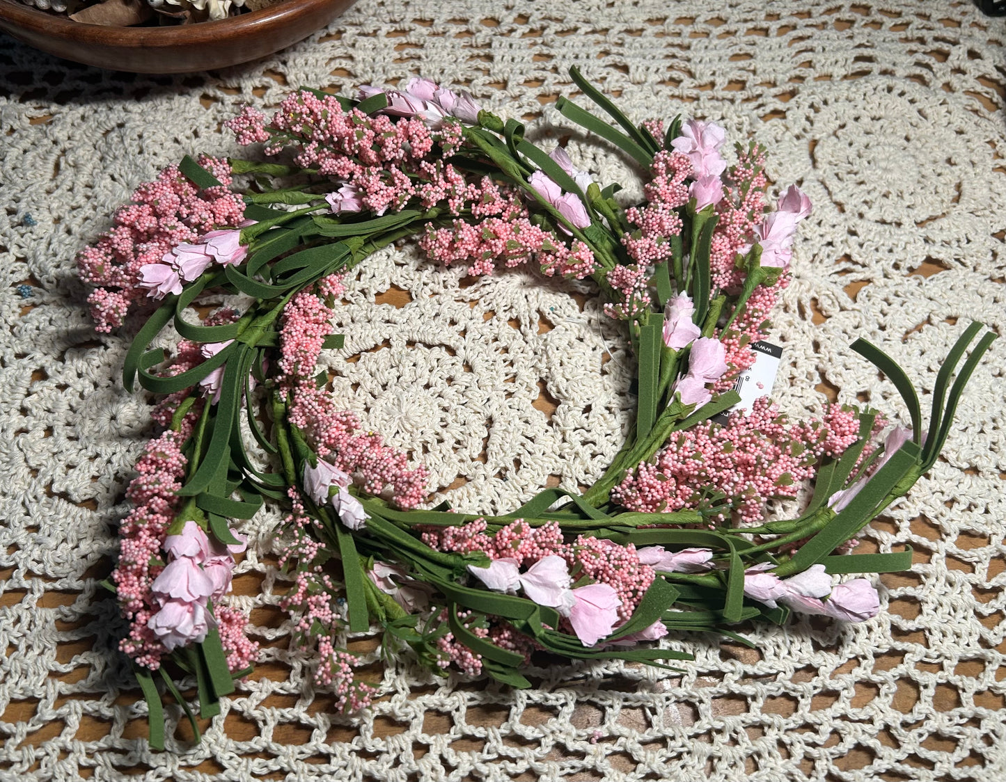 Pink Astilbe & Blooms Candle Ring – Small (13”)