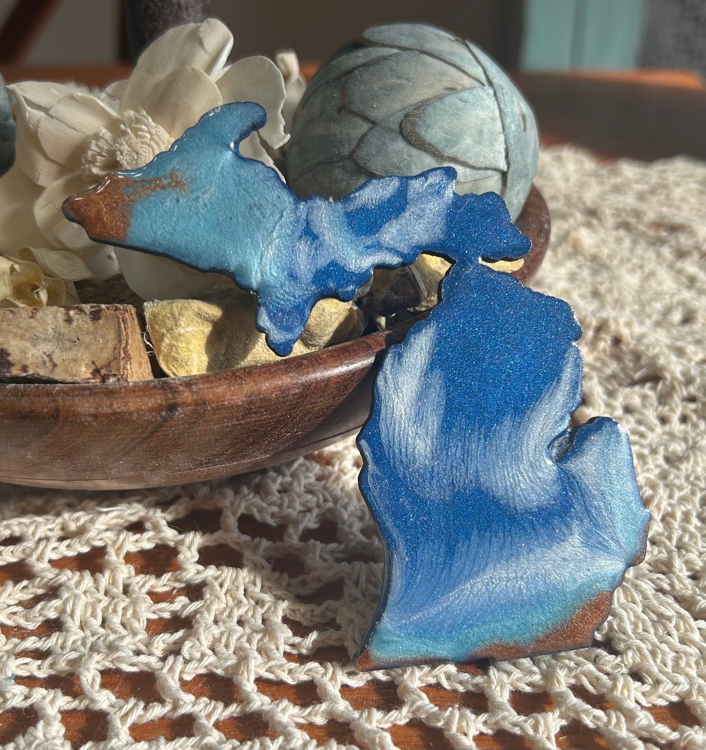 Michigan Resin Magnet – Sand, Water & Waves (3.5") - #68