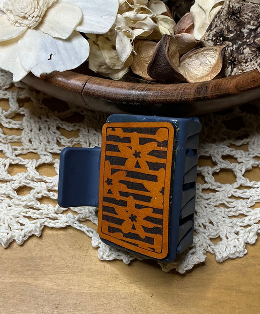 Flower Leather Hair Clip - Small 2"