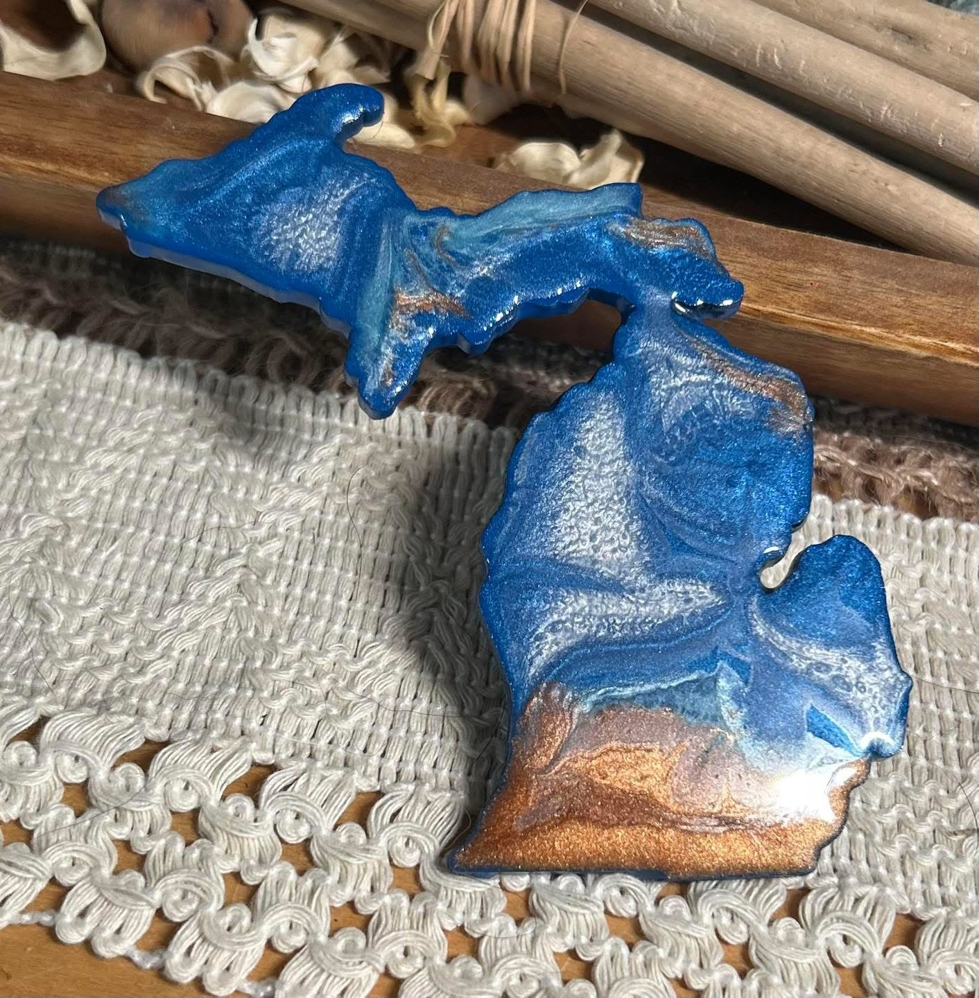 Michigan Resin Magnet – Sand, Water & Waves (3.5") - #31