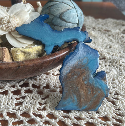 Michigan Resin Magnet – Sand, Water & Waves (3.5") - #81