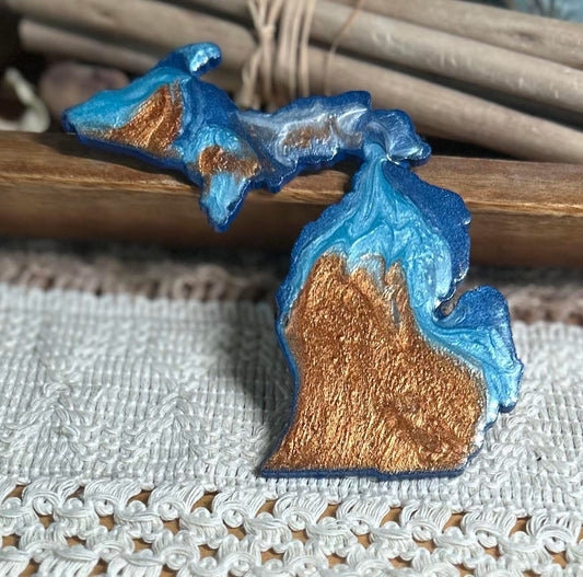 Michigan Resin Magnet – Sand, Water & Waves (3.5") - #18