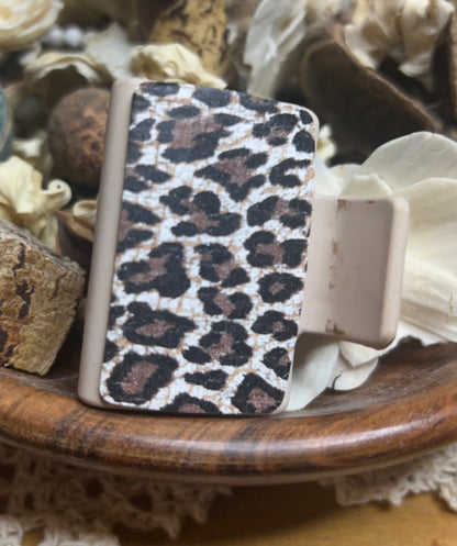 Black & Brown Animal Print Leather Hair Claw Clip – Small 2"