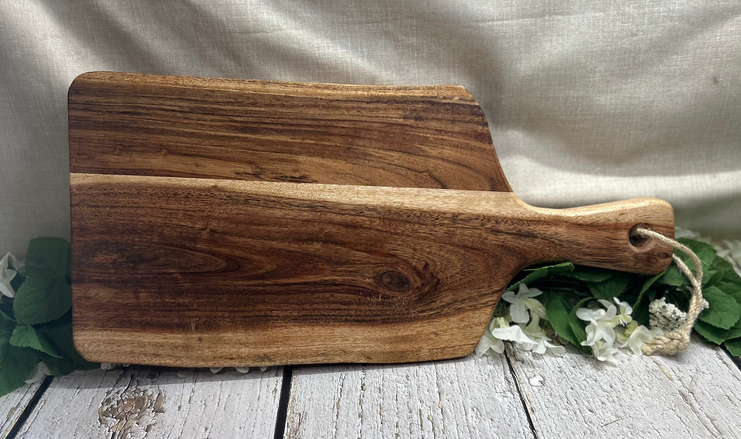 Floral Pumpkin Scene Cutting Charcuterie Board 18” x 8” with handle