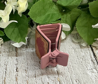 Pink Bunch of Flowers Leather Hair Claw Clip - Small 2"