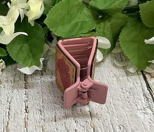 Pink Bunch of Flowers Leather Hair Claw Clip - Small 2"
