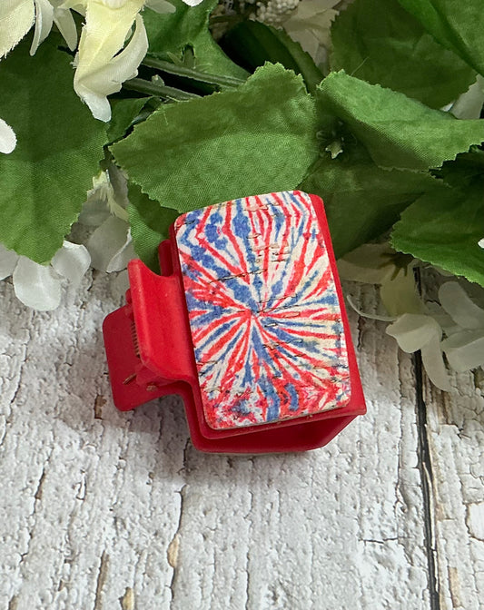 Patriotic Red White and Blue Hair Claw Clip - Small 2”