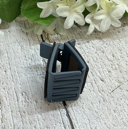Blue and White Chevron Leather Hair Claw Clip - Small 2"