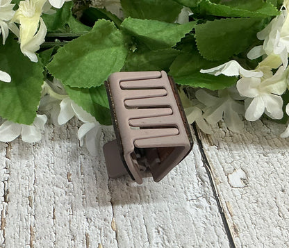 Purple Geometric Leather on Taupe Hair Claw Clip - Small 2"