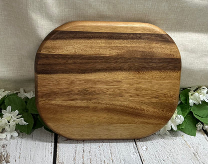 Rectangle Wooden Tray with Engraved Floral Border
