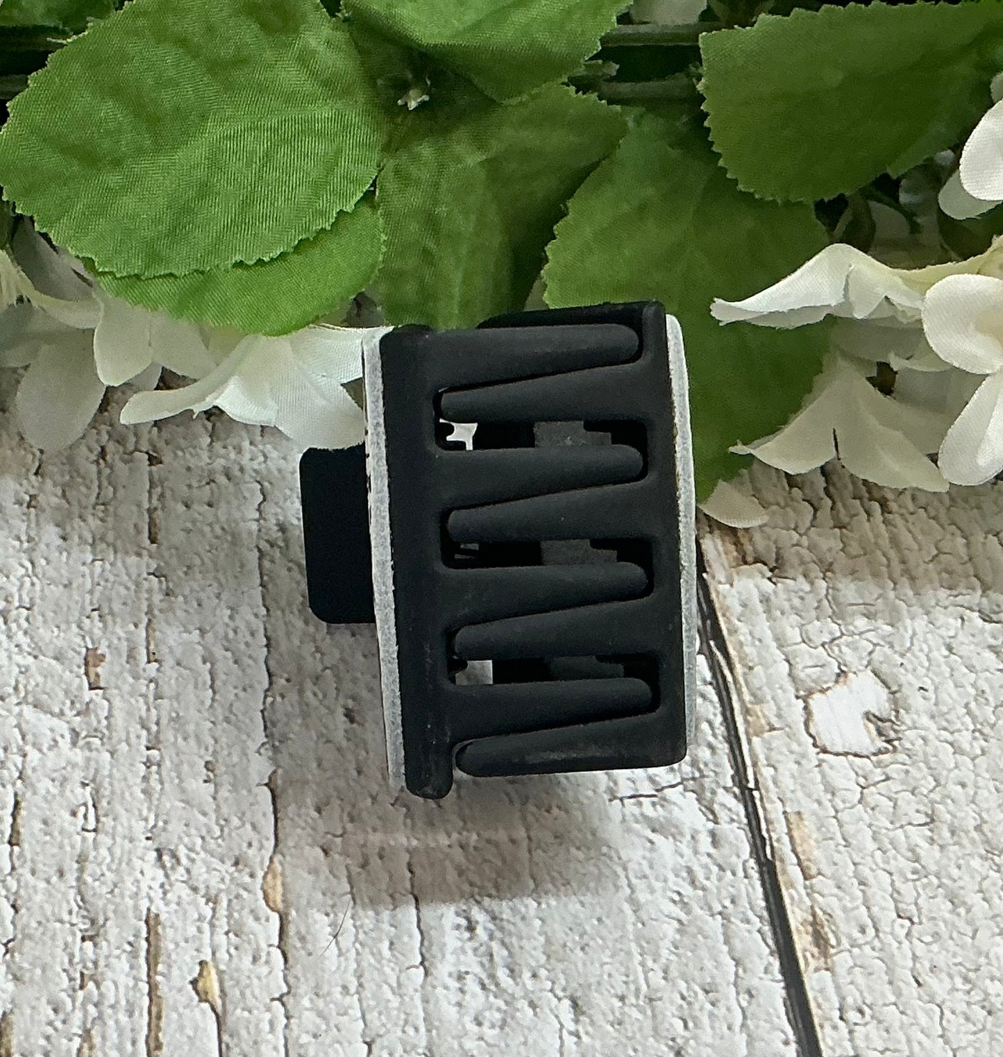 Volleyball Leather Black Hair Claw Clip - Small 2"