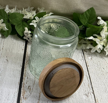 Sunflower Butterfly Engraved Lid Designed Glass Canister