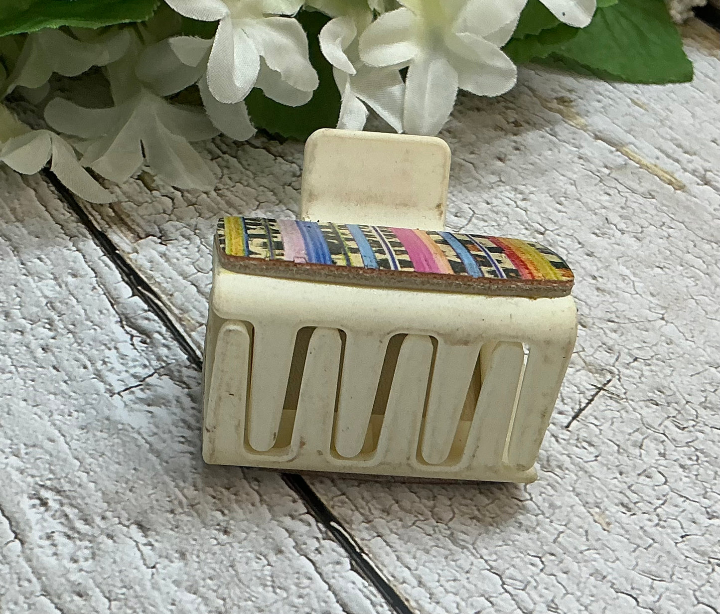 Cheetah Print and Serape Pattern Leather Hair Claw Clip - Small 2"
