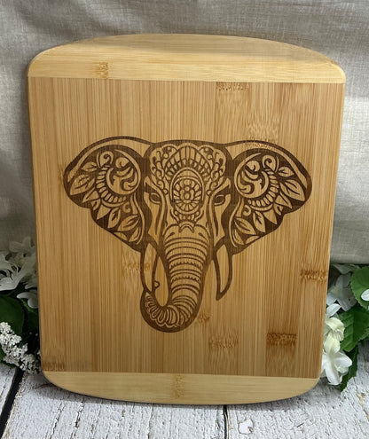 Mandala Elephant Head Cutting Charcuterie Board