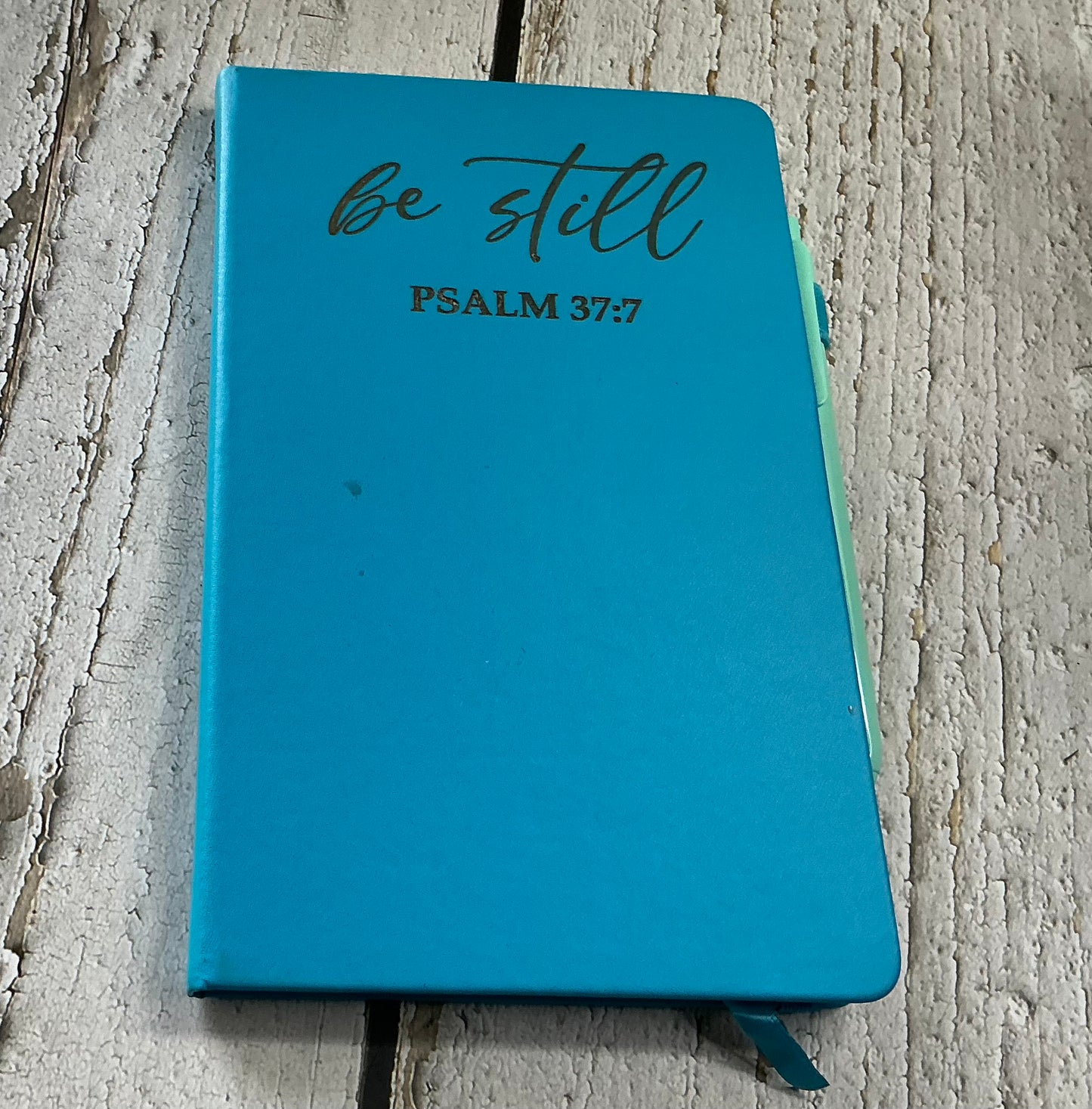 Be Still Psalm 37:7 Engraved Notebook Journal - Blue