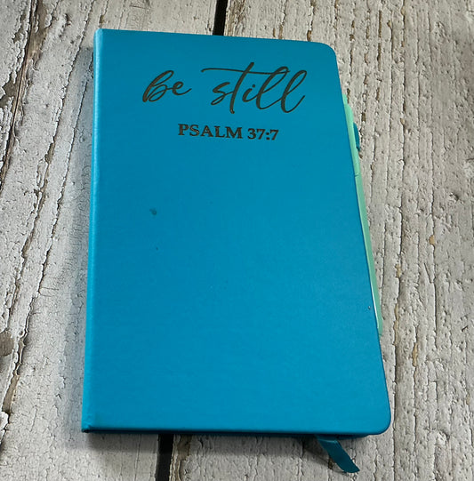 Be Still Psalm 37:7 Engraved Notebook Journal - Blue