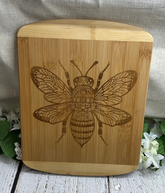 Mandala Bee Cutting Charcuterie Board 8.5 x 11 food safe oil