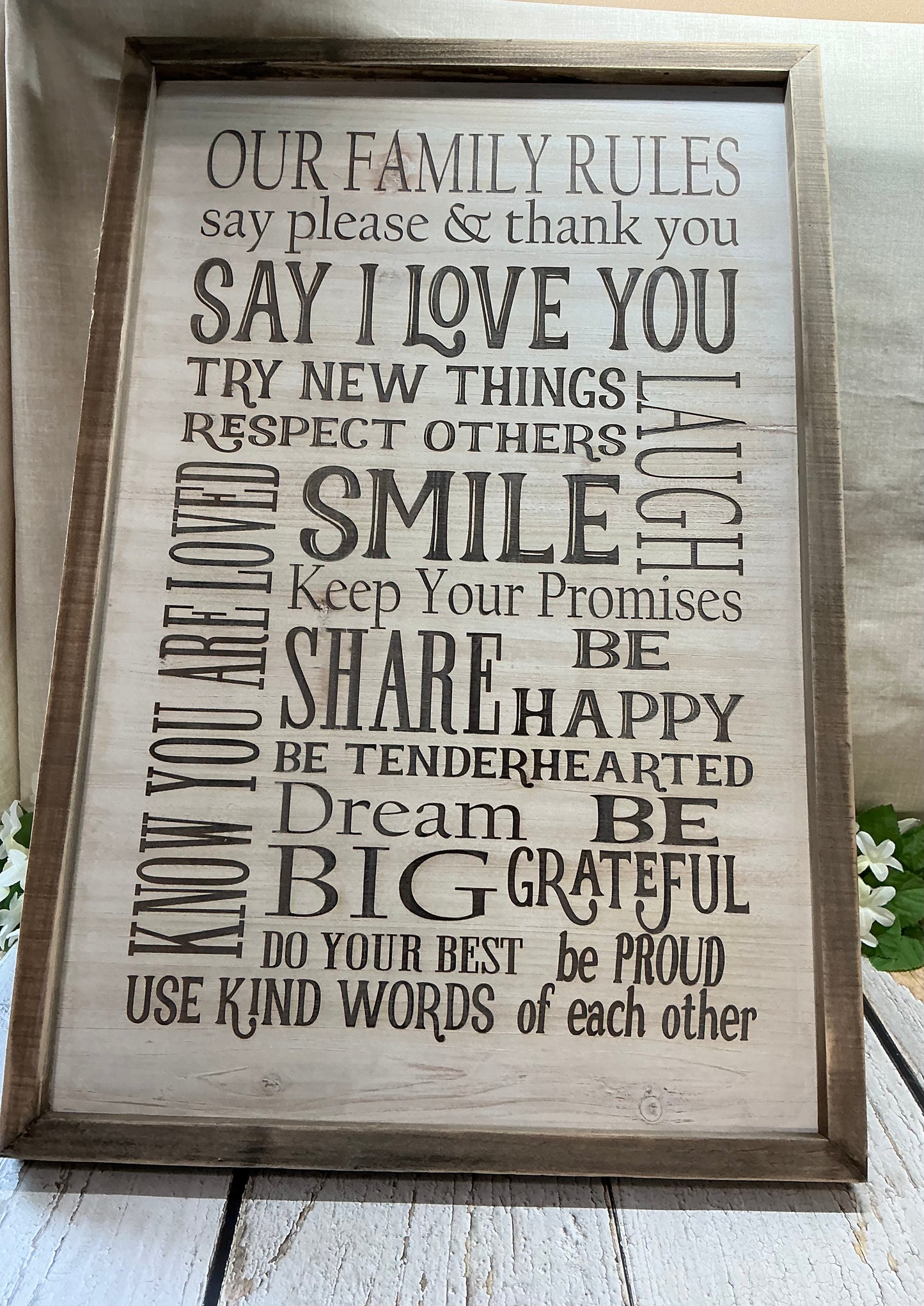 Large Our Family Rules Sign