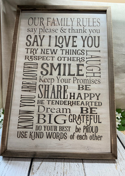 Large Our Family Rules Sign