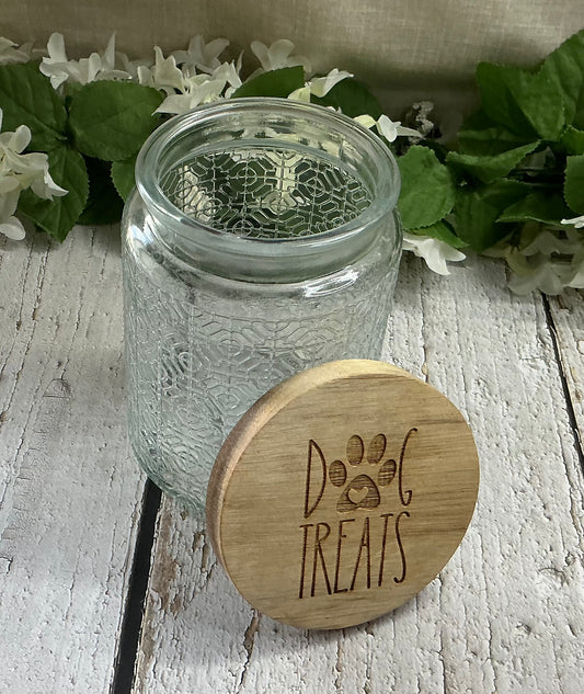 Dog Treats Engraved Lid Glass Designed Canister