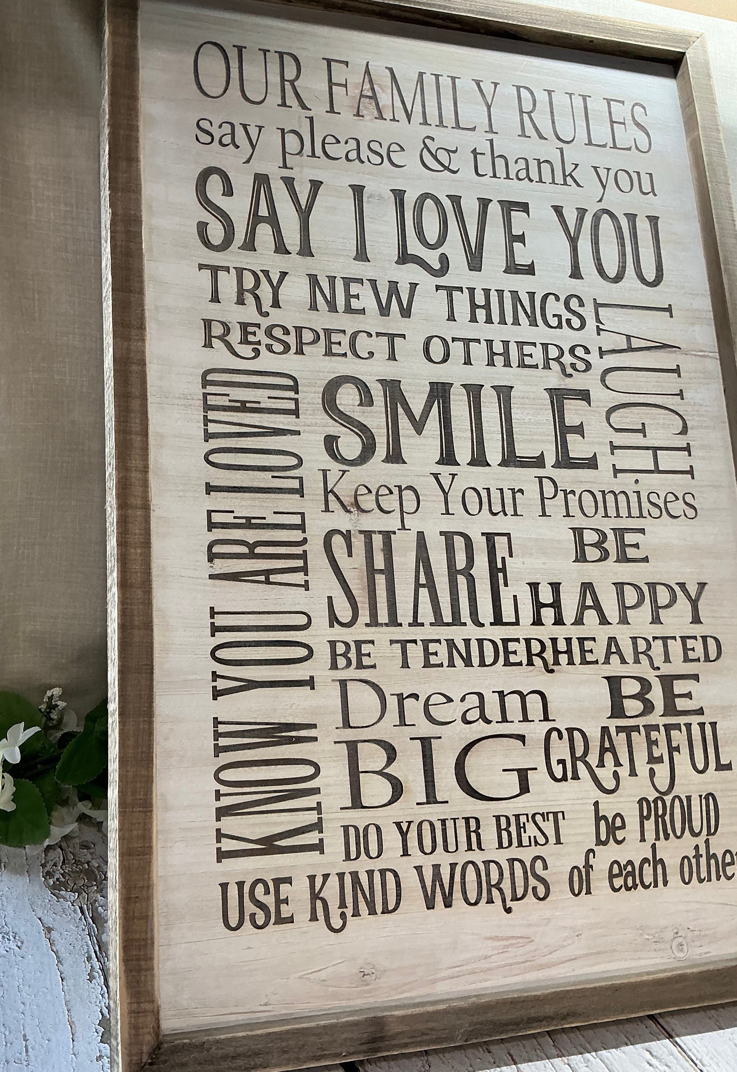 Large Our Family Rules Sign