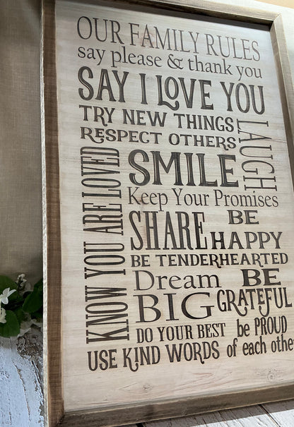 Large Our Family Rules Sign