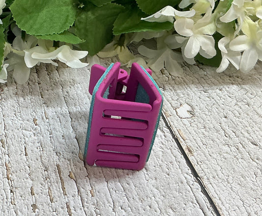 Bright Colored Fireworks Design Leather Hair Claw Clip Pink - Small 2"